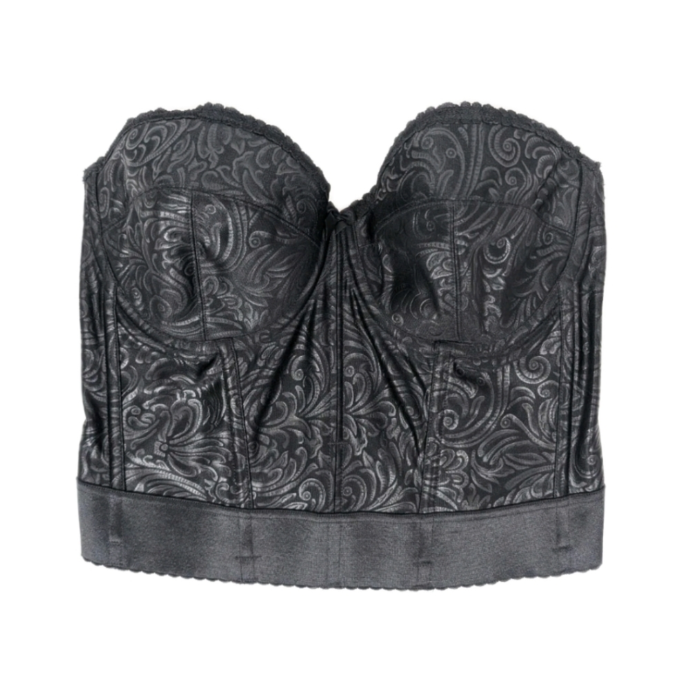 Women Vintage Corset Bra Top 36D Underwire Black Bustier Lined Cups Subtract